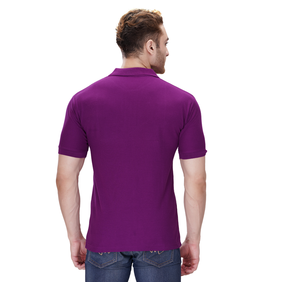 Cotton Polo T-Shirt – Purple - Back