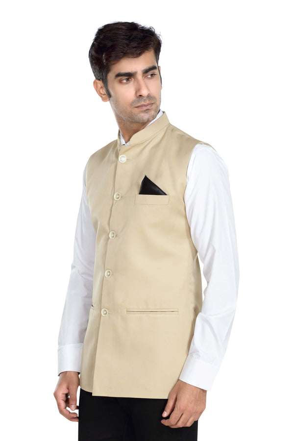 Men's Cream TR Nehru jacket – view 1