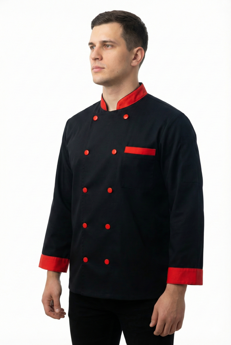 Chef Coat – Black & Red (Style 2) - Right Sleeve