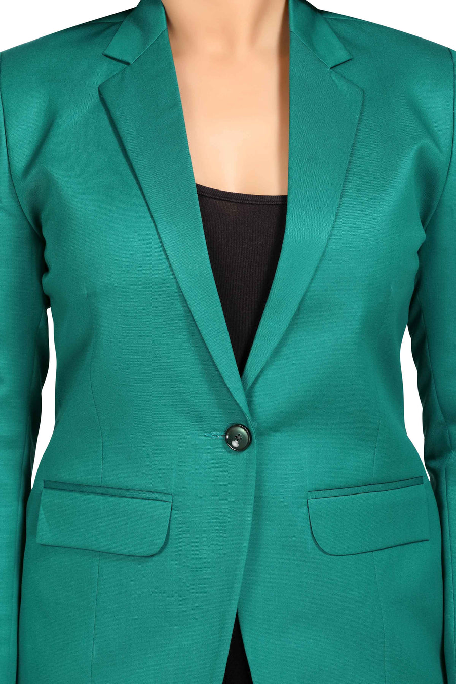 Women's Slim Fit TR Blazer – Sea Green - Left Sleeve