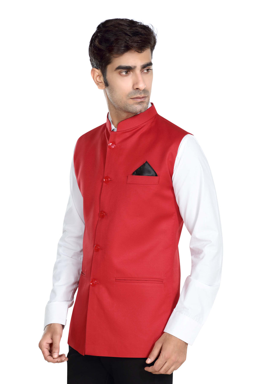 Men's TR Nehru Jacket – Red - Left Sleeve