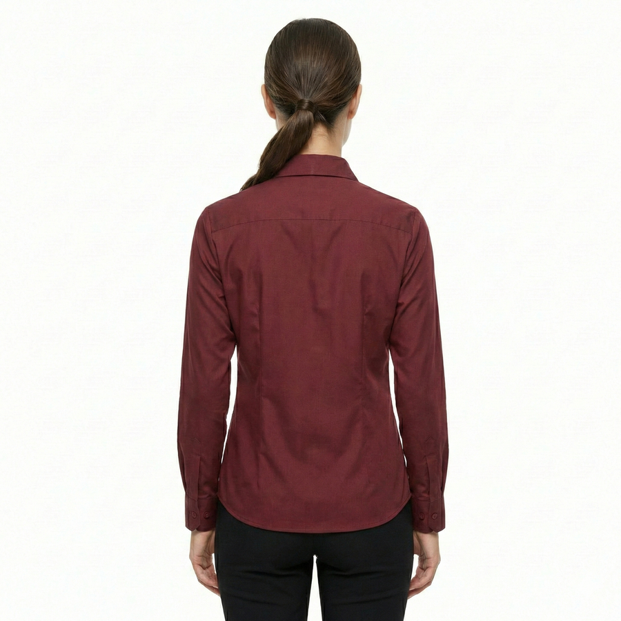 Women's Lycra Formal Shirt – Maroon - Left Sleeve