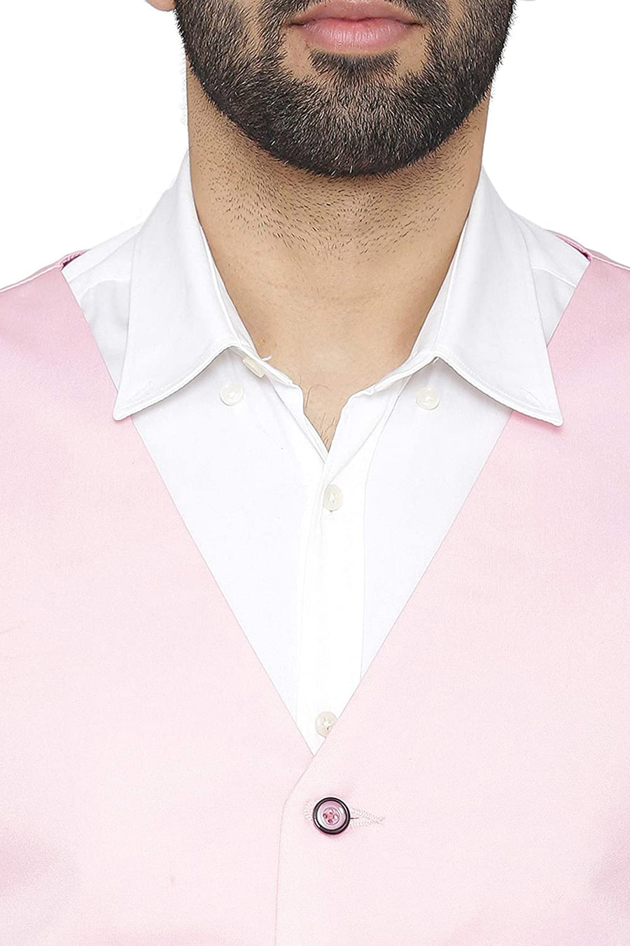Men's Slim Fit TR Waistcoat – Light Pink - Back