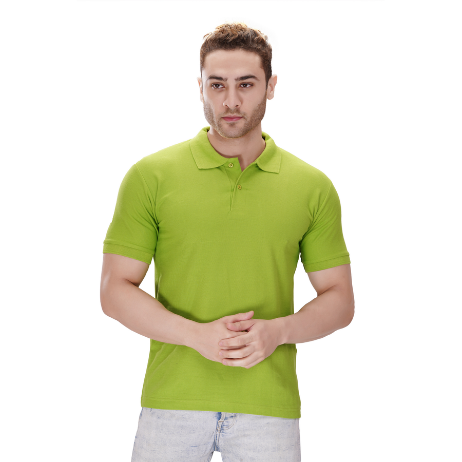 Cotton Polo T-Shirt – Parrot Green - Right Sleeve
