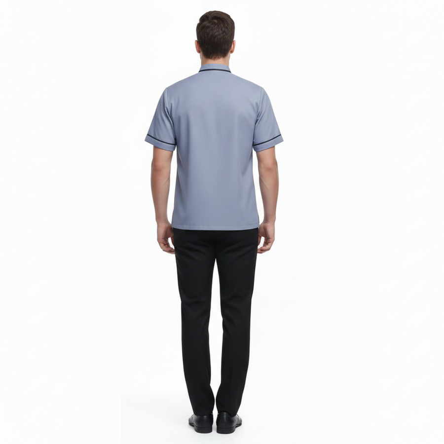 Half Sleeve Waiter Uniform – Steel Grey & Black - Right Sleeve
