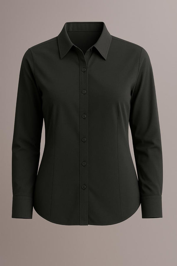 Women's Lycra Formal Shirt – Dark Green – view 2