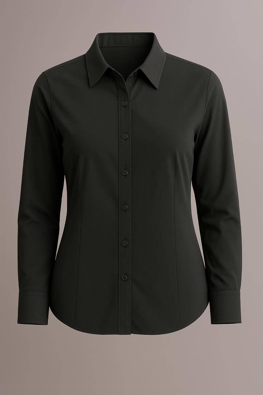 Women's Lycra Formal Shirt – Dark Green - Back