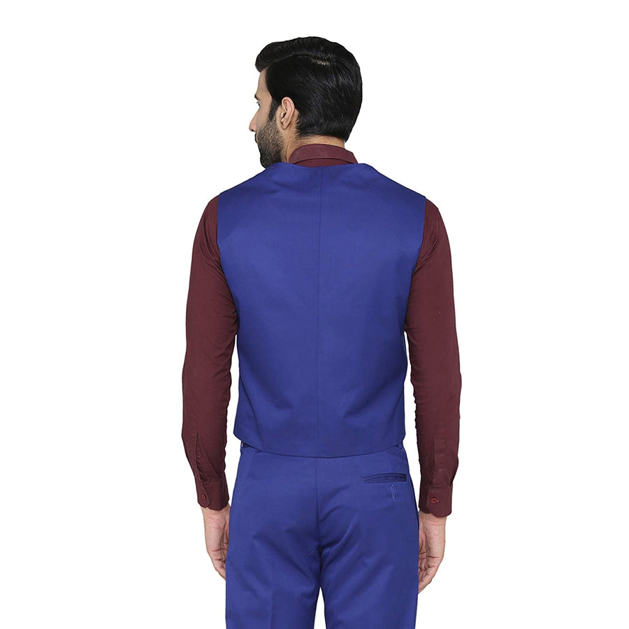 Men's Slim Fit TR Waistcoat – Royal Blue - Back