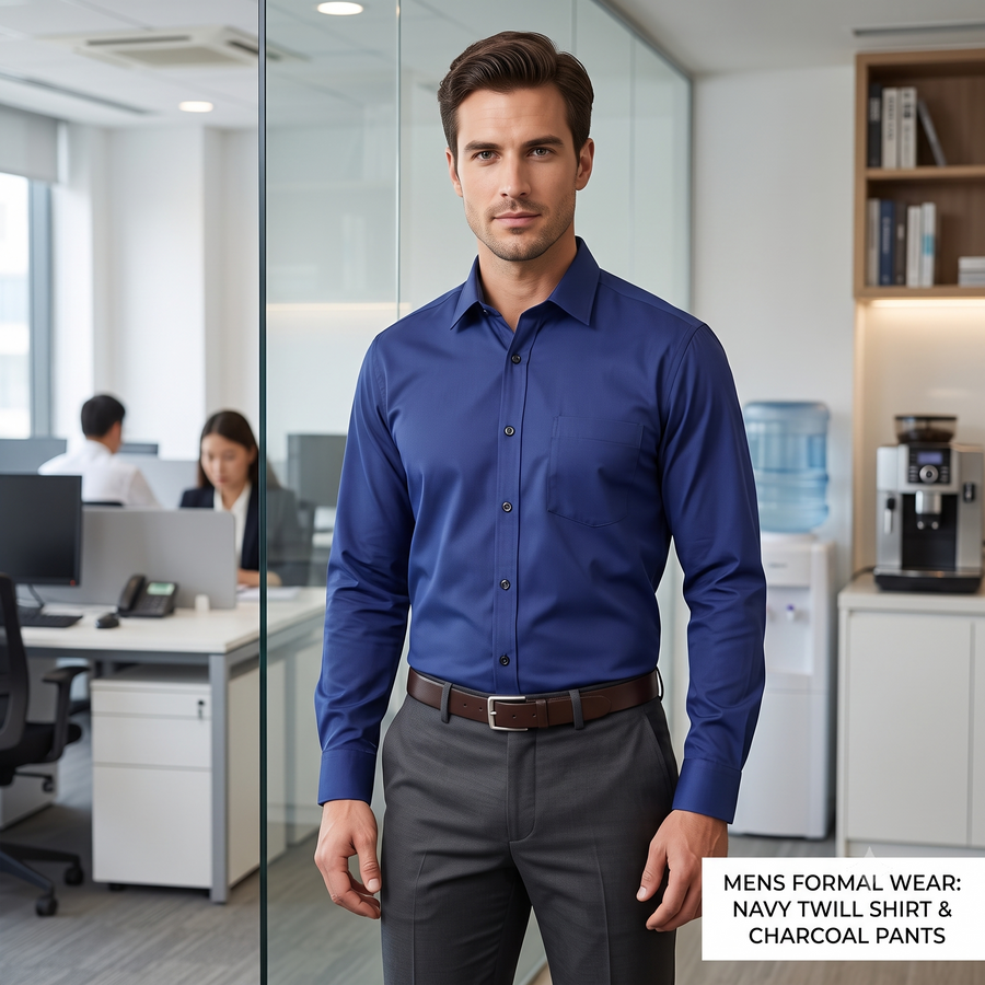 Men's Classic Formal Shirt – Navy Blue - Front