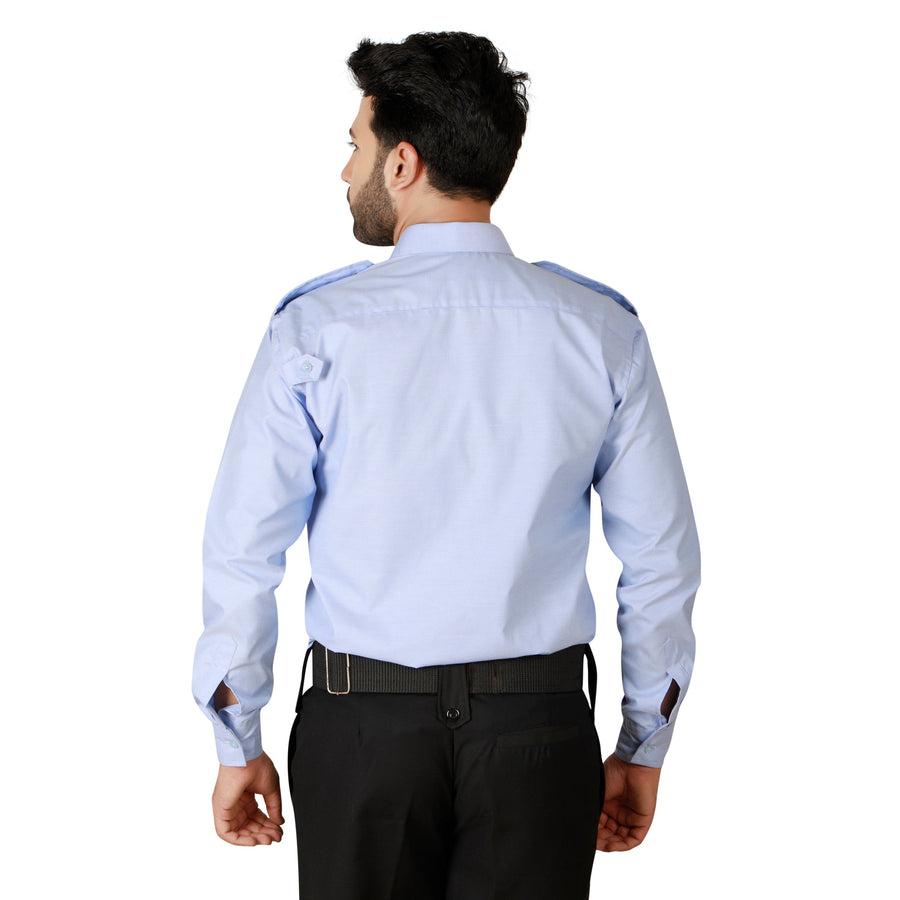 Security Guard Uniform Shirt & Pant – Sky Blue & Black - Left Sleeve
