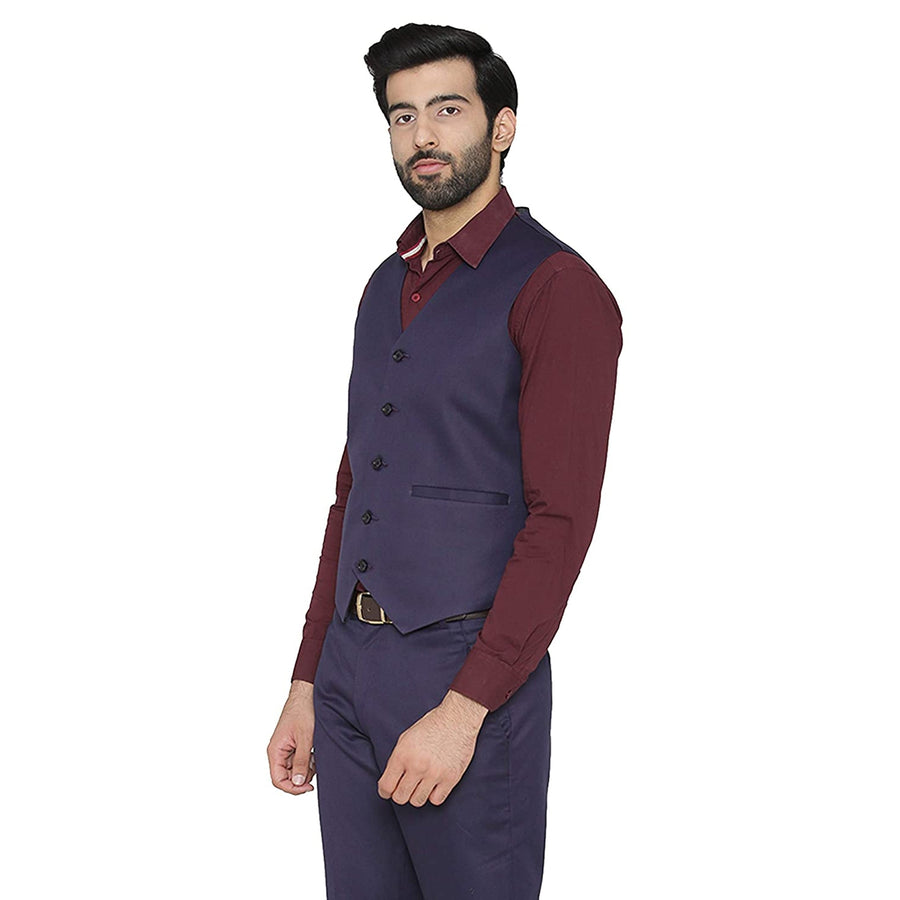Men's Slim Fit TR Waistcoat – Navy Blue - Right Sleeve