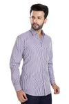 Men's Striped Formal Shirt – Purple – view 4