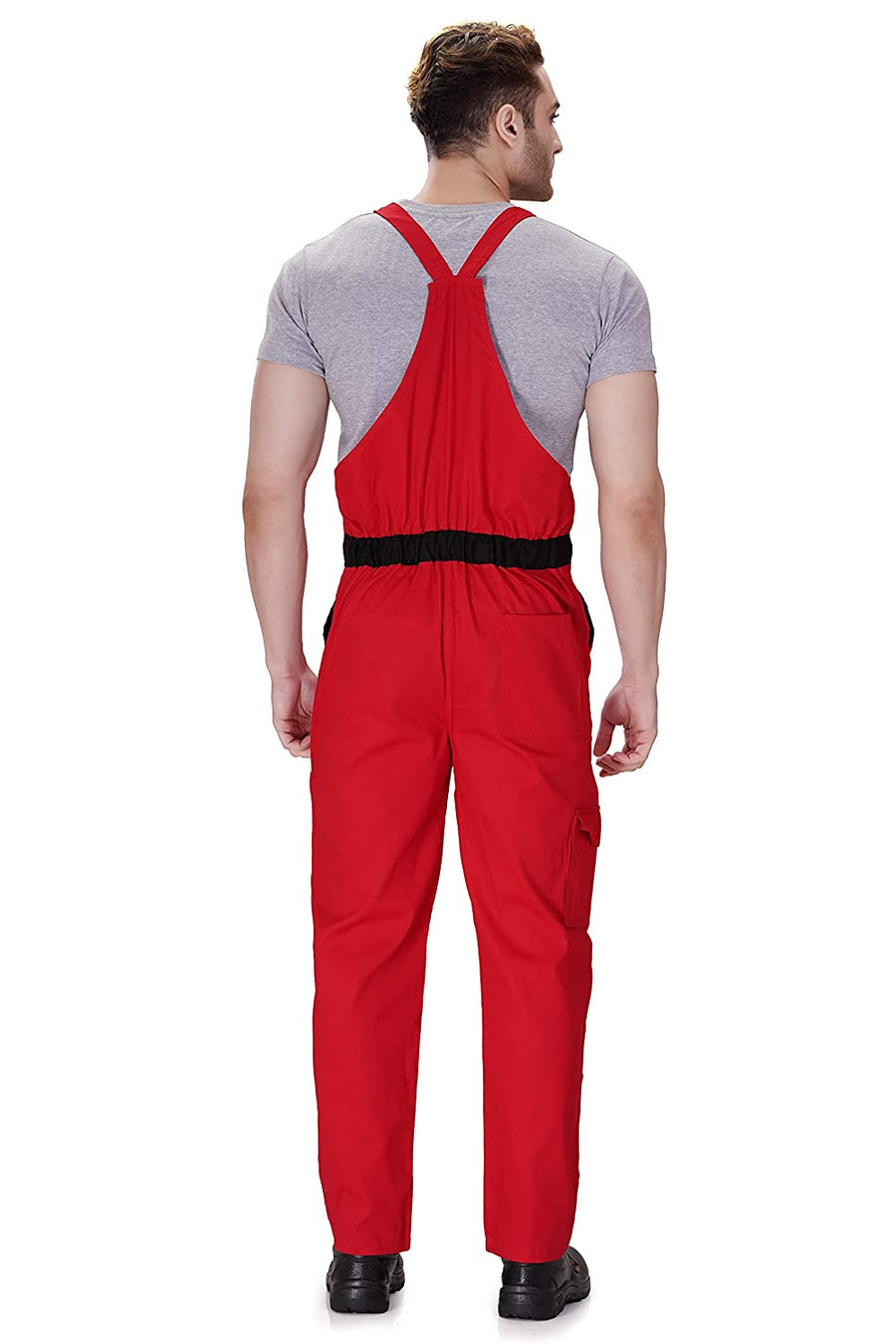 Industrial Dungaree Bib Overall – Red - Right Sleeve
