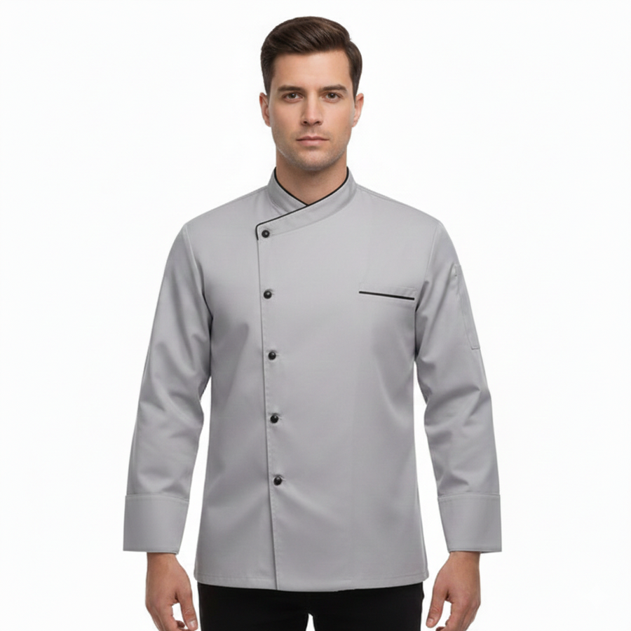 Chef Coat – Grey & Black - Right Sleeve