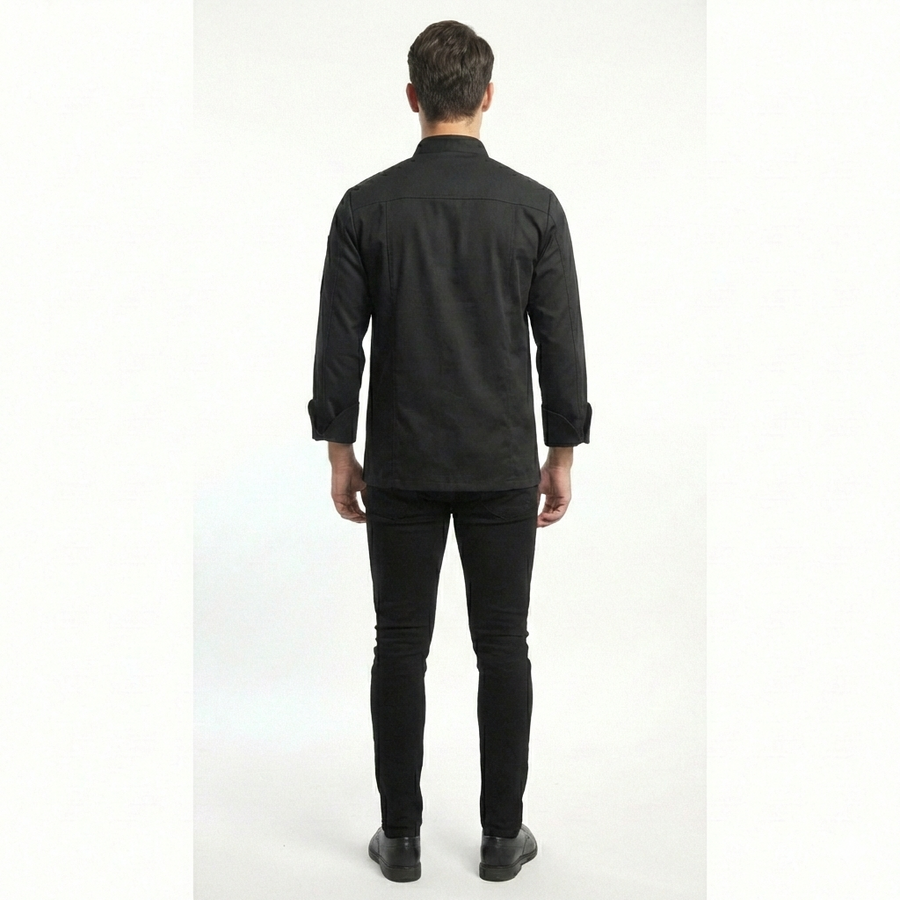 Chef Coat – All Black (Style 2) - Right Sleeve
