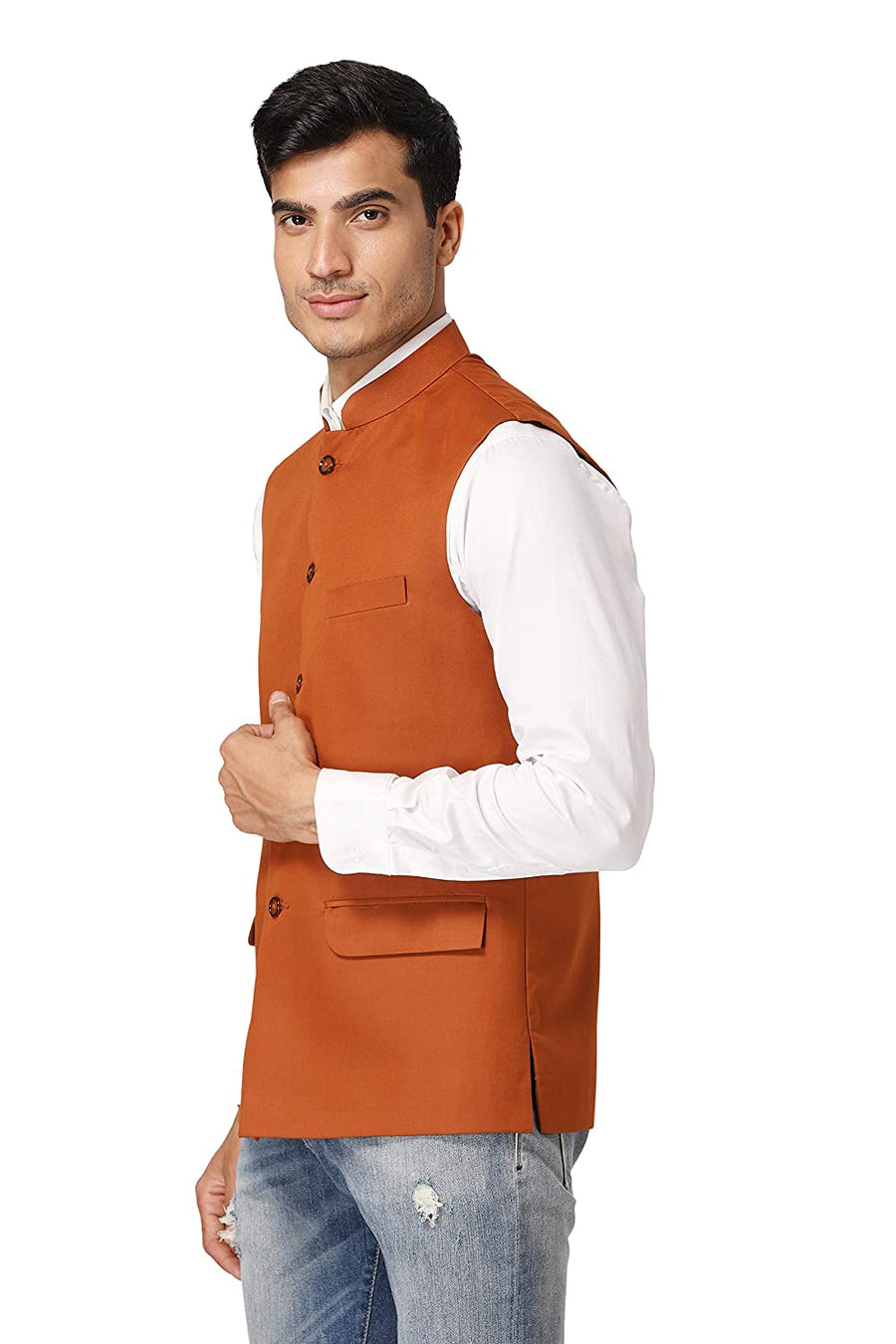 Men's TR Nehru Jacket – Dark Orange - Back