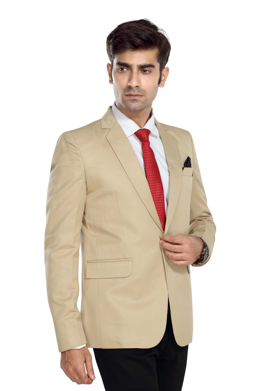 Men's Slim Fit TR Blazer – Cream - Right Sleeve