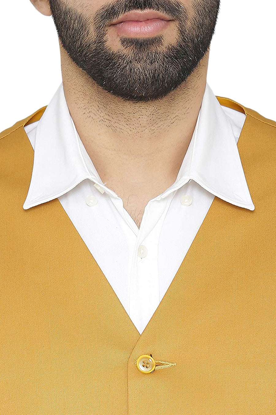 Men's Slim Fit TR Waistcoat – Mustard Yellow - Front