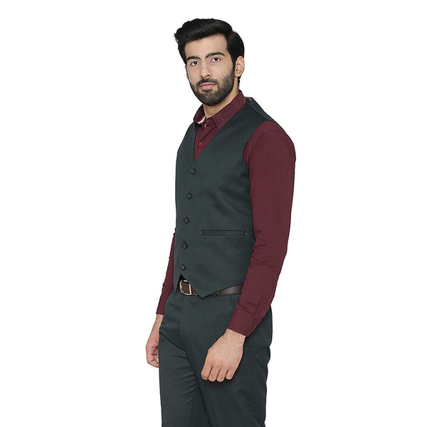Men's Slim Fit TR Waistcoat – Dark Green