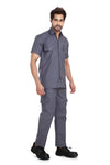 Industrial Worker Uniform – Grey, Half Sleeve – three-quarter view