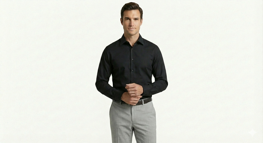 Men's Classic Formal Shirt – Black - Left Sleeve