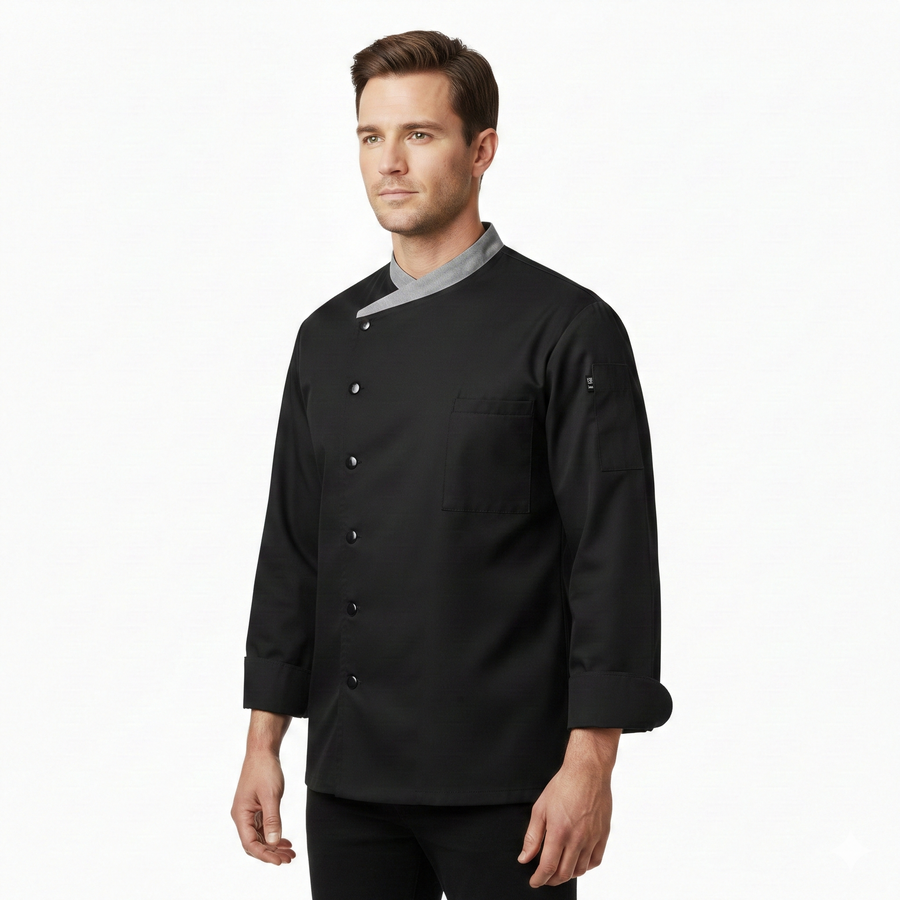 Chef Coat – Black & Grey - Right Sleeve