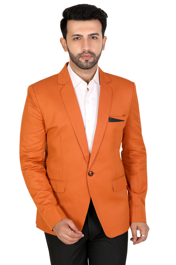 Men's slim fit TR blazer – Carrot Orange – view 2
