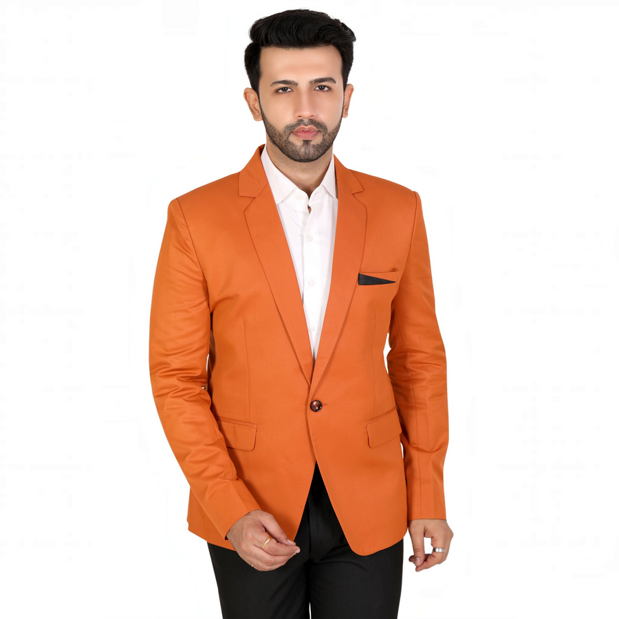 Men's Slim Fit TR Blazer – Carrot Orange - Front
