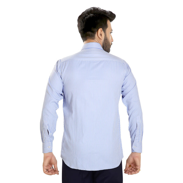 Men's Striped Formal Shirt – Blue
