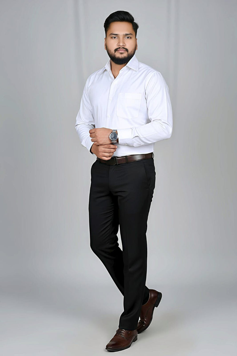 Men's Anti-Stain Formal Shirt – White - Left Sleeve