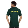 Bottle green security polo T-shirt – back view with SECURITY print