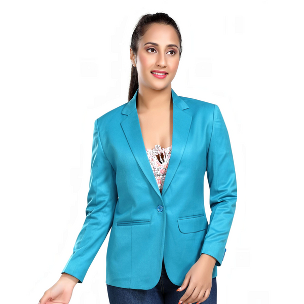 Women's slim fit TR blazer – Turquoise Blue – view 2