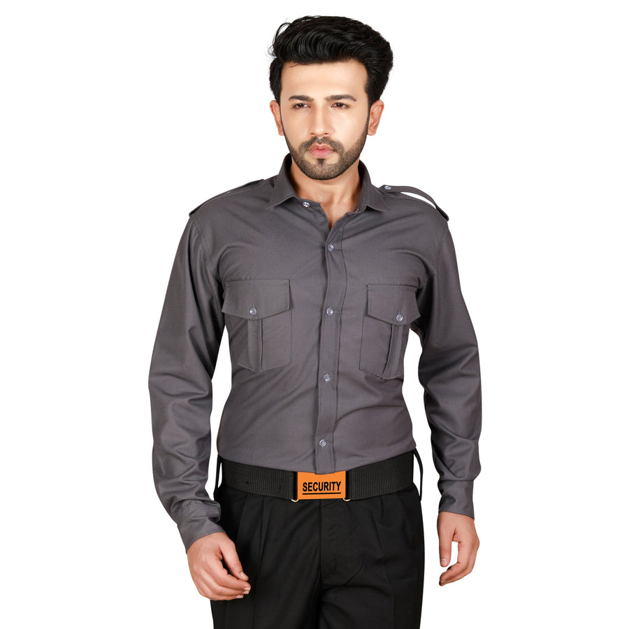 Security Guard Uniform Shirt & Pant – Grey & Black - Back