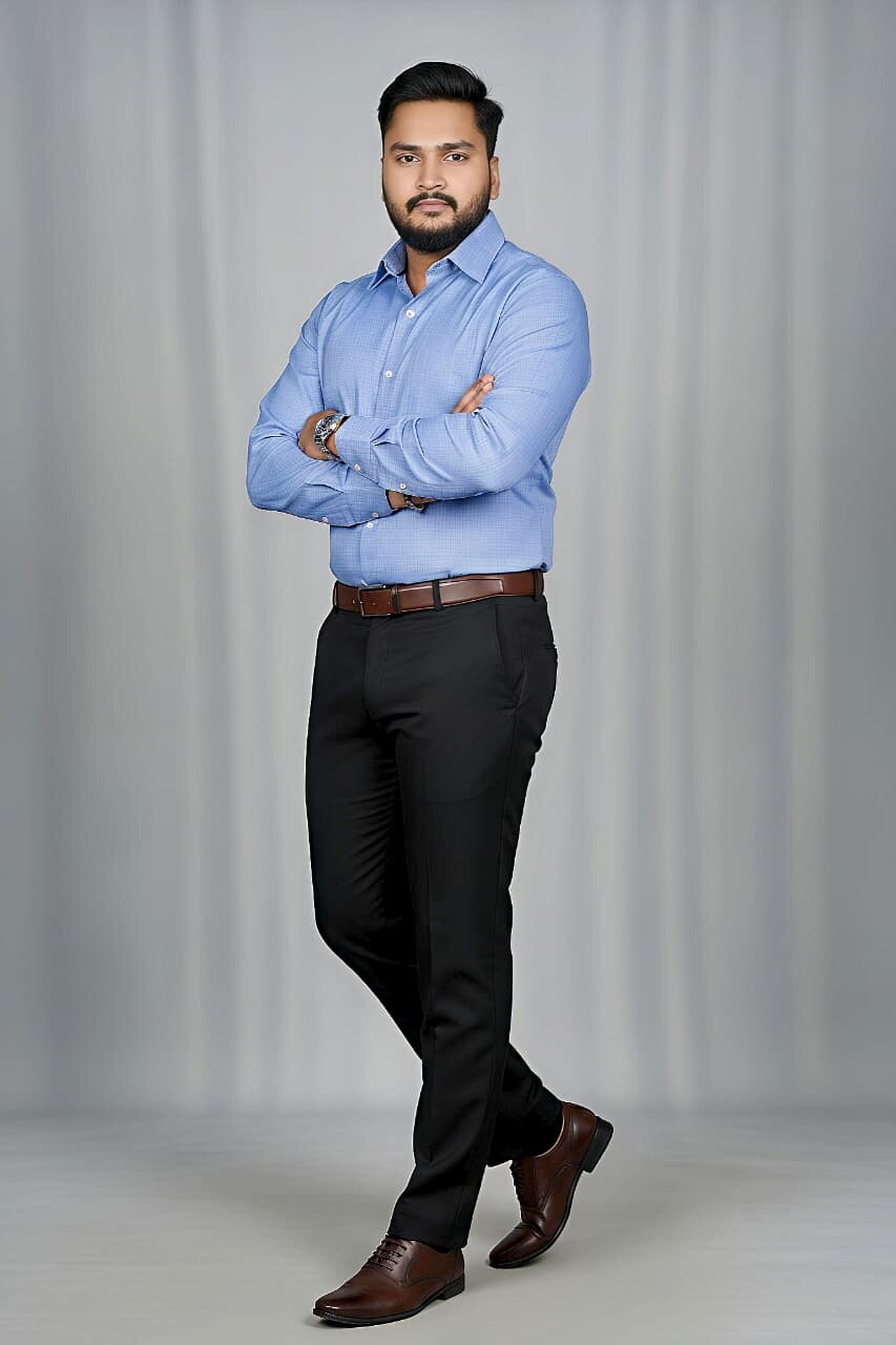 Men's Fil-a-Fil Formal Shirt – French Blue - Left Sleeve