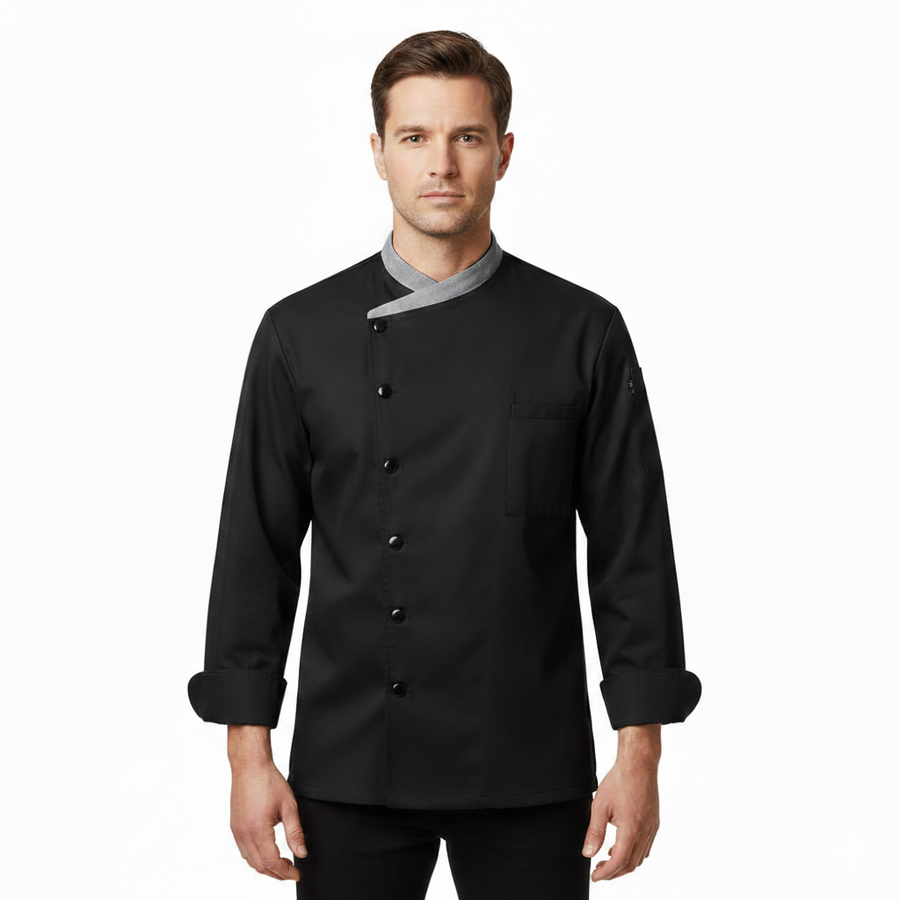 Chef Coat – Black & Grey - Front