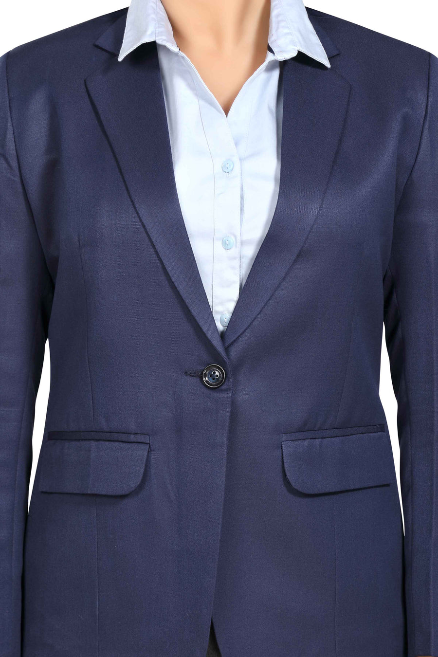 Women's Slim Fit TR Blazer – Navy Blue - Left Sleeve