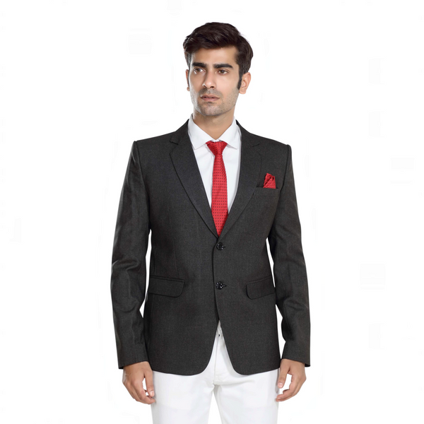 Men's charcoal grey slim fit formal blazer – view 3
