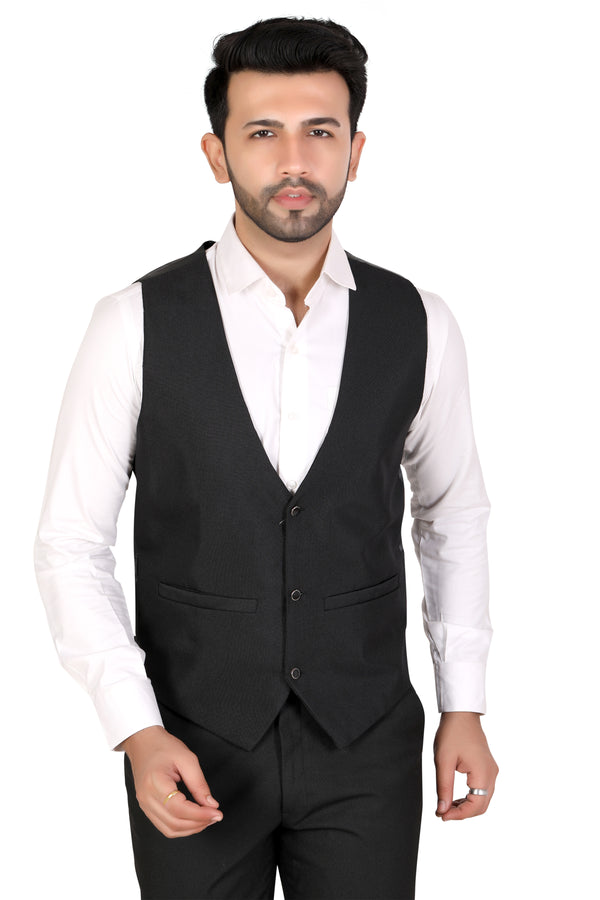 Men's black Matty waistcoat – front view