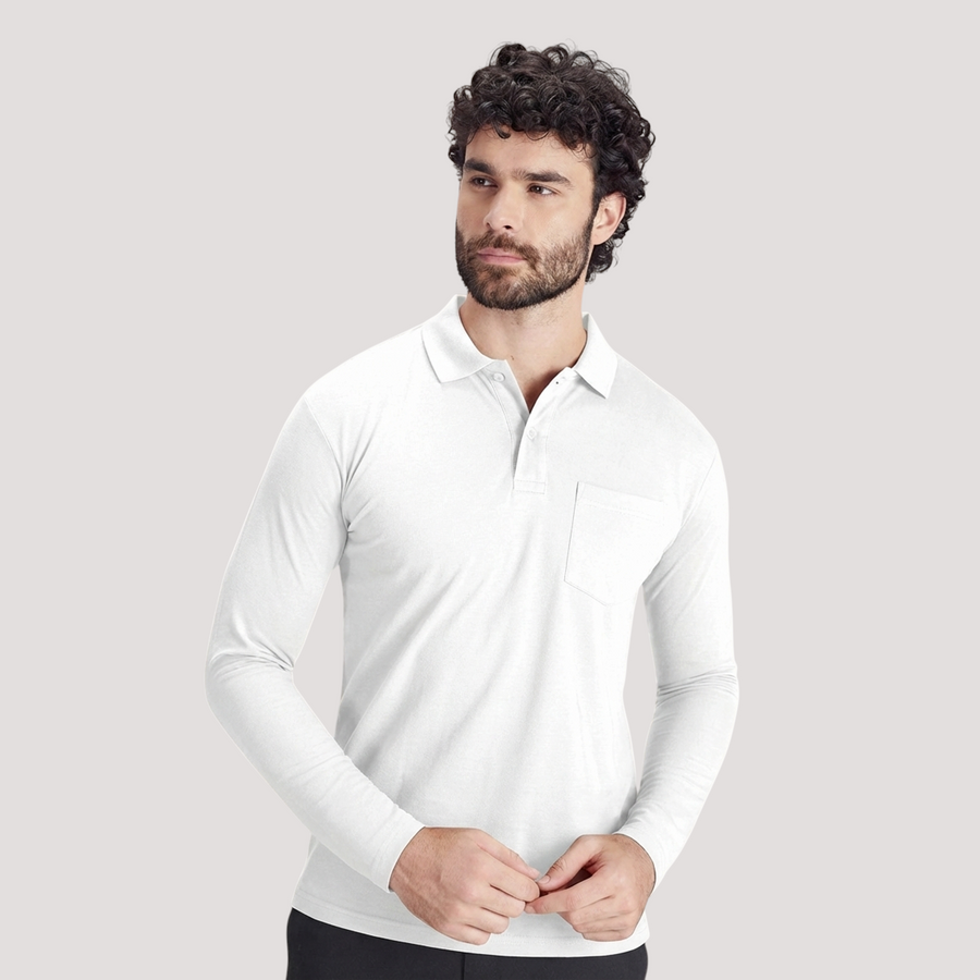 Full Sleeve Dri-Fit Mars Polo T-Shirt – White - Front
