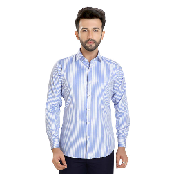 Men's Striped Formal Shirt – Blue