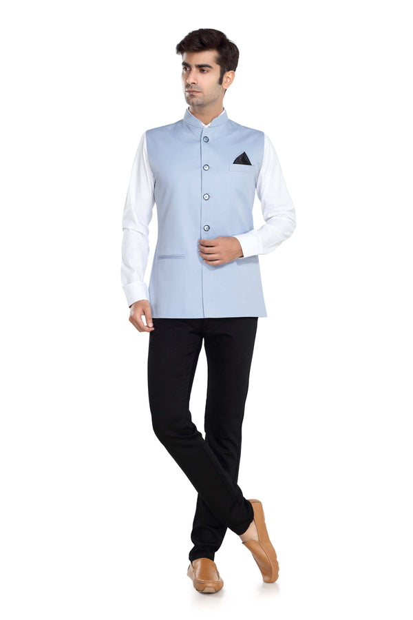 Men's Cloudy Blue TR Nehru jacket – view 1
