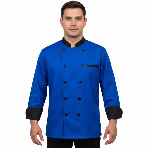 Royal Blue & Black chef coat – view 3
