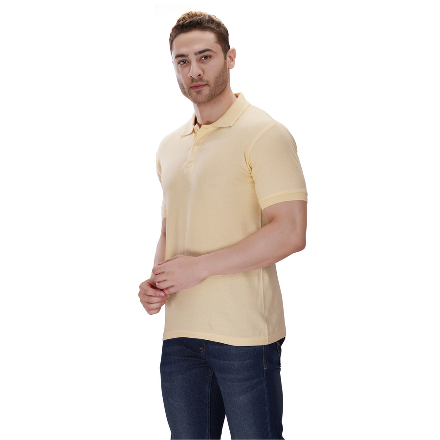 Cotton Polo T-Shirt – Half White - Right Sleeve