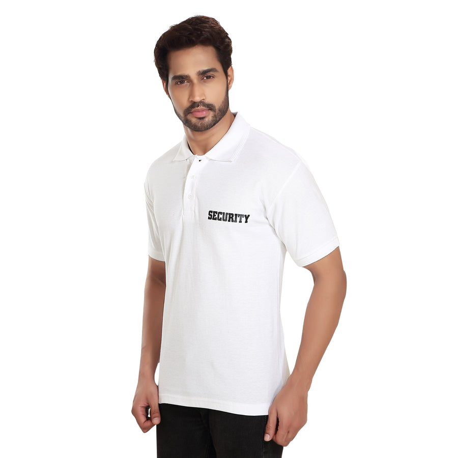 Security Polo T-Shirt – White - Right Sleeve