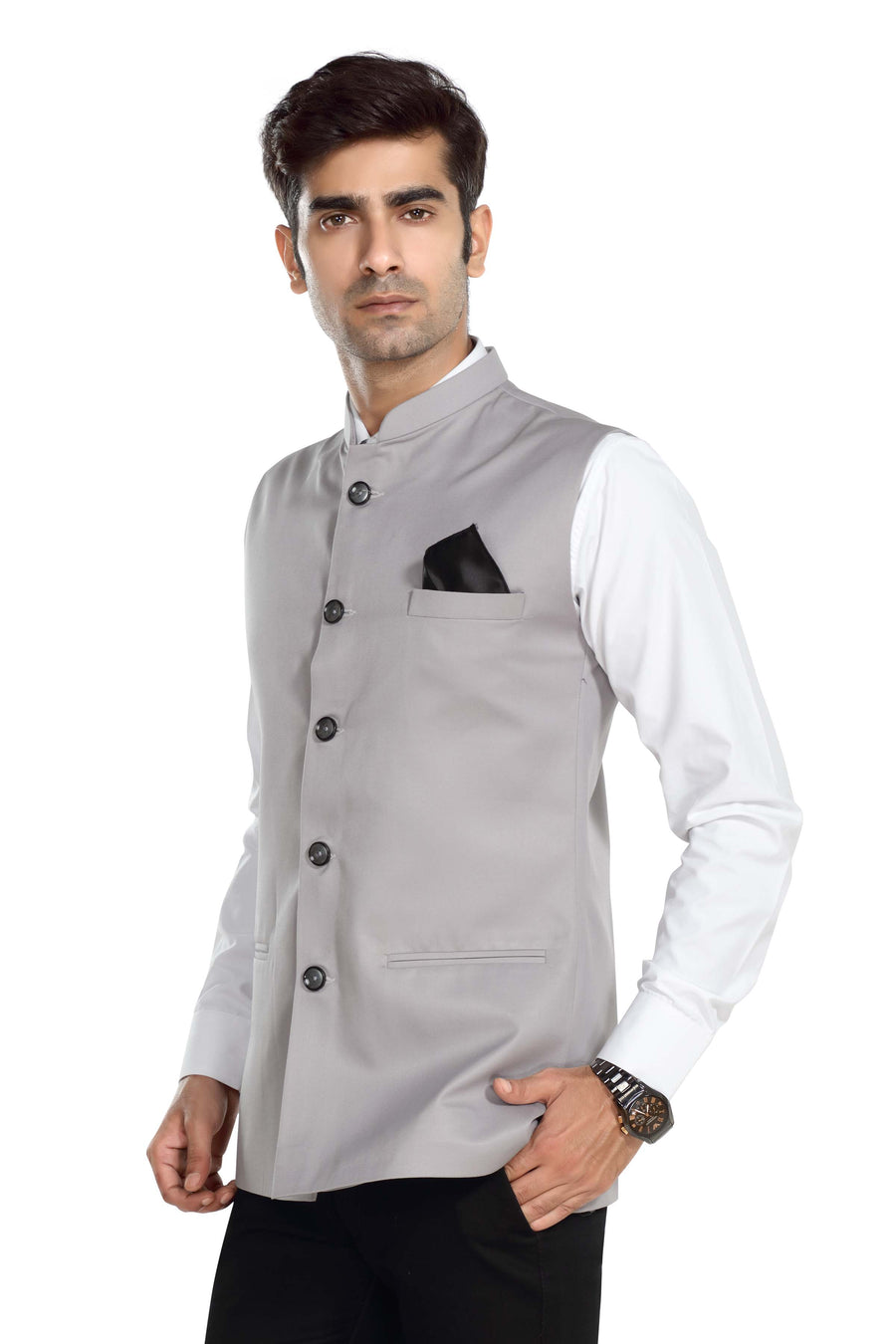 Men's TR Nehru Jacket – Grey - Left Sleeve