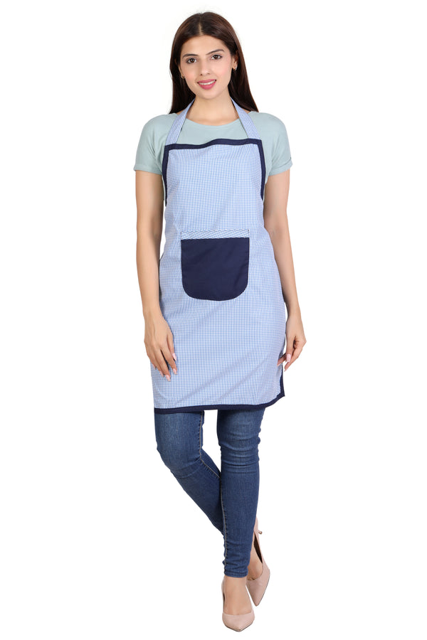 Full Kitchen Apron – Sky Blue Checks