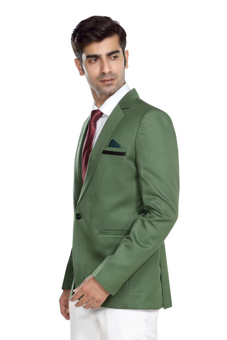Men's Slim Fit TR Blazer – Green - Left Sleeve