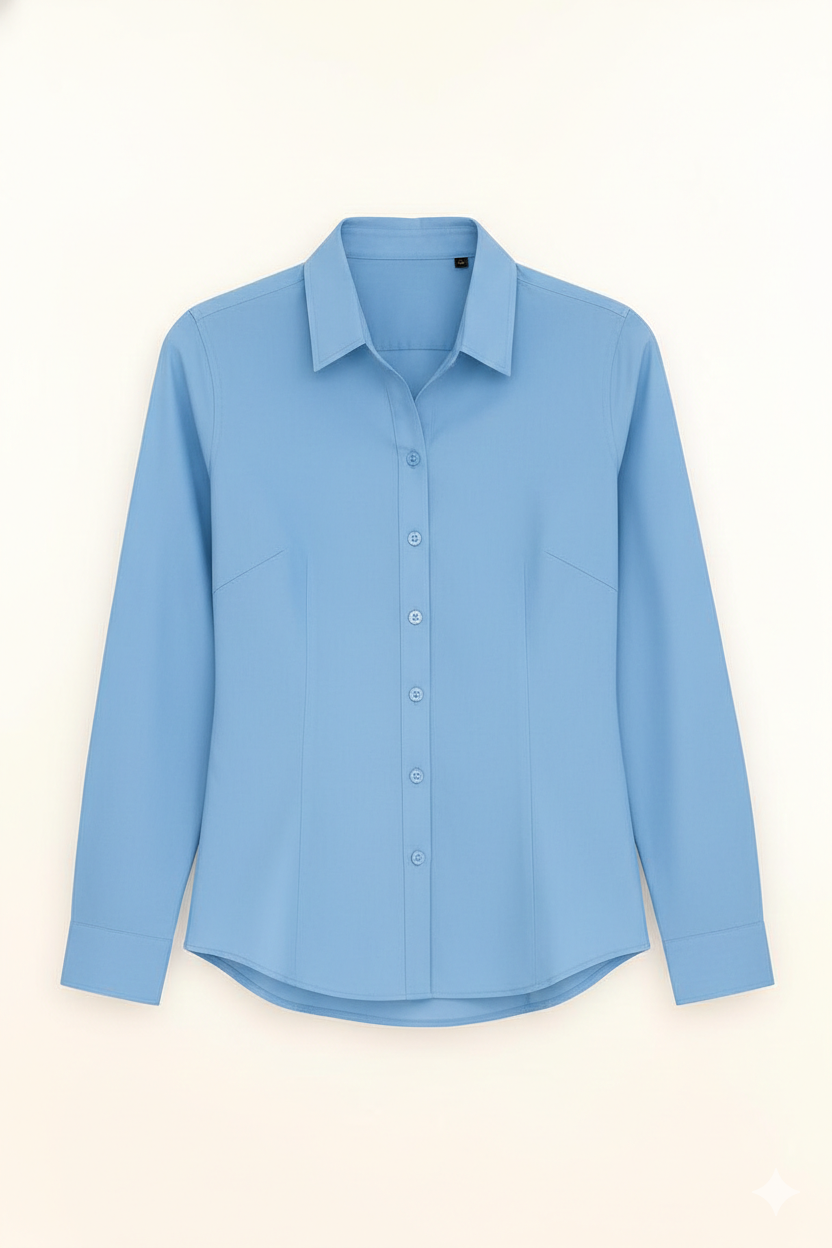 Women's Lycra Formal Shirt – Sky Blue - Front