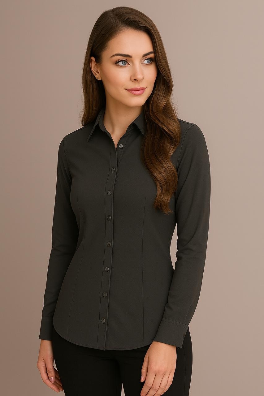 Women's Lycra Formal Shirt – Dark Green - Left Sleeve