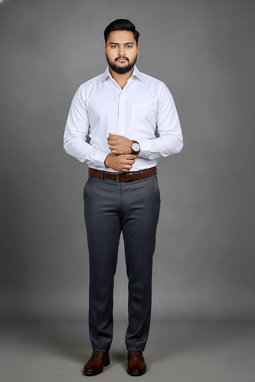 Men's Fil-a-Fil Formal Shirt – White - Right Sleeve